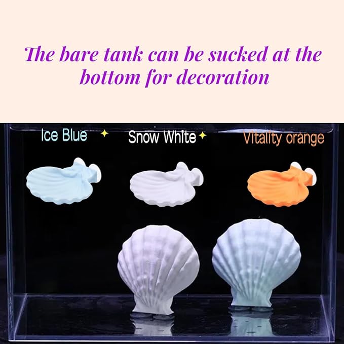 Betta Fish Hammock, Shell Pad with Strong Suction Cup Natural Resting Bed for Bettas Soft Fin-Safe Betta Fish Tank Decor and Accessories (White Medium)