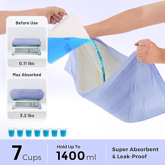 ZOMISIA 3D-Barrier Puppy Pee Pads for Dogs, 7 Cups Absorb & Rise Puffy Gel-Wall Leak-Proof, 22"x23" 25 Counts + 4 Pet Urine Test Strips, Super Absorbent Disposable Potty Training Pads