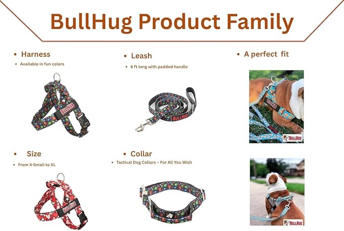 Adjustable Dog Harness– No Pull, No Choke – for English Bulldogs, French Bulldogs, Pugs & Broad-Chested Breeds – Easy, Safe Walks (Tiff Blue, Small)