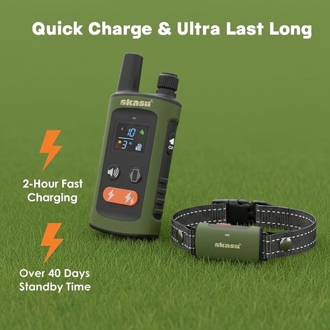 Dog Training Collar with Remote - 4500FT, IPX8, 0-150 Lbs, Dog Collar with 4 Training Modes, Security Lock, Rechargeable e-Collar, Outside Use, for Small Medium Large Dogs, Green