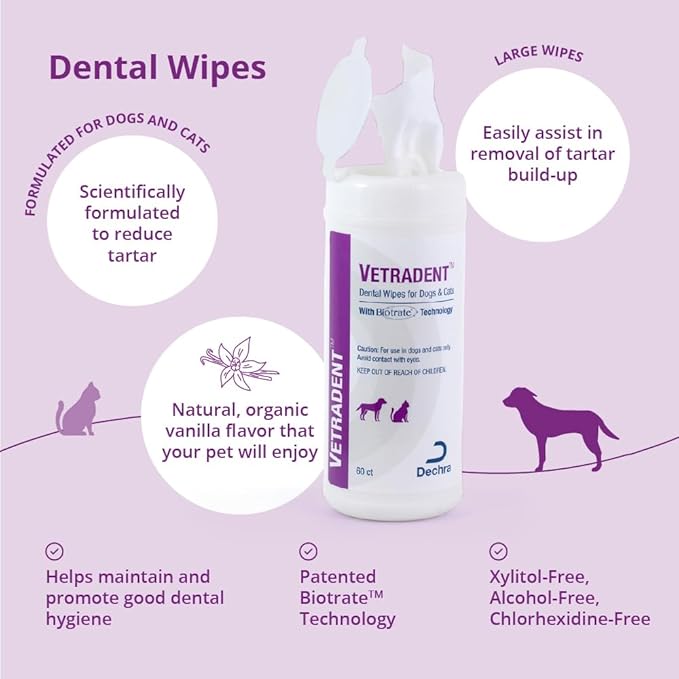 Vetradent Dental Wipes,60 ct,(Pack of 2)