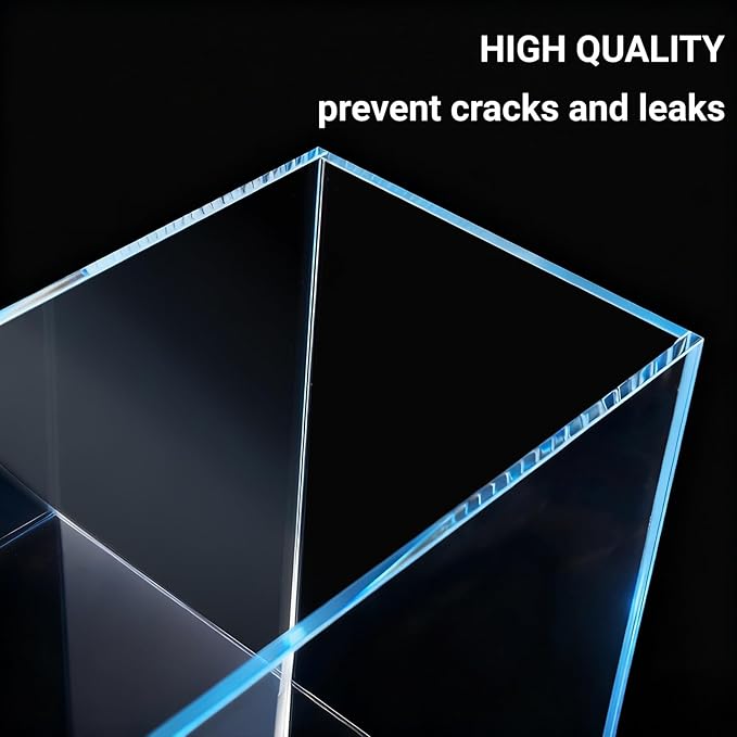 Tlence 2.7 Gallon Glass Fish Tank, Small Betta Fish Aquarium, Ultra Clear Rectangular Glass Bowl for Shrimp, Mini Desktop Aquatic Planting Cube for Goldfish Snails, Easy to Clean