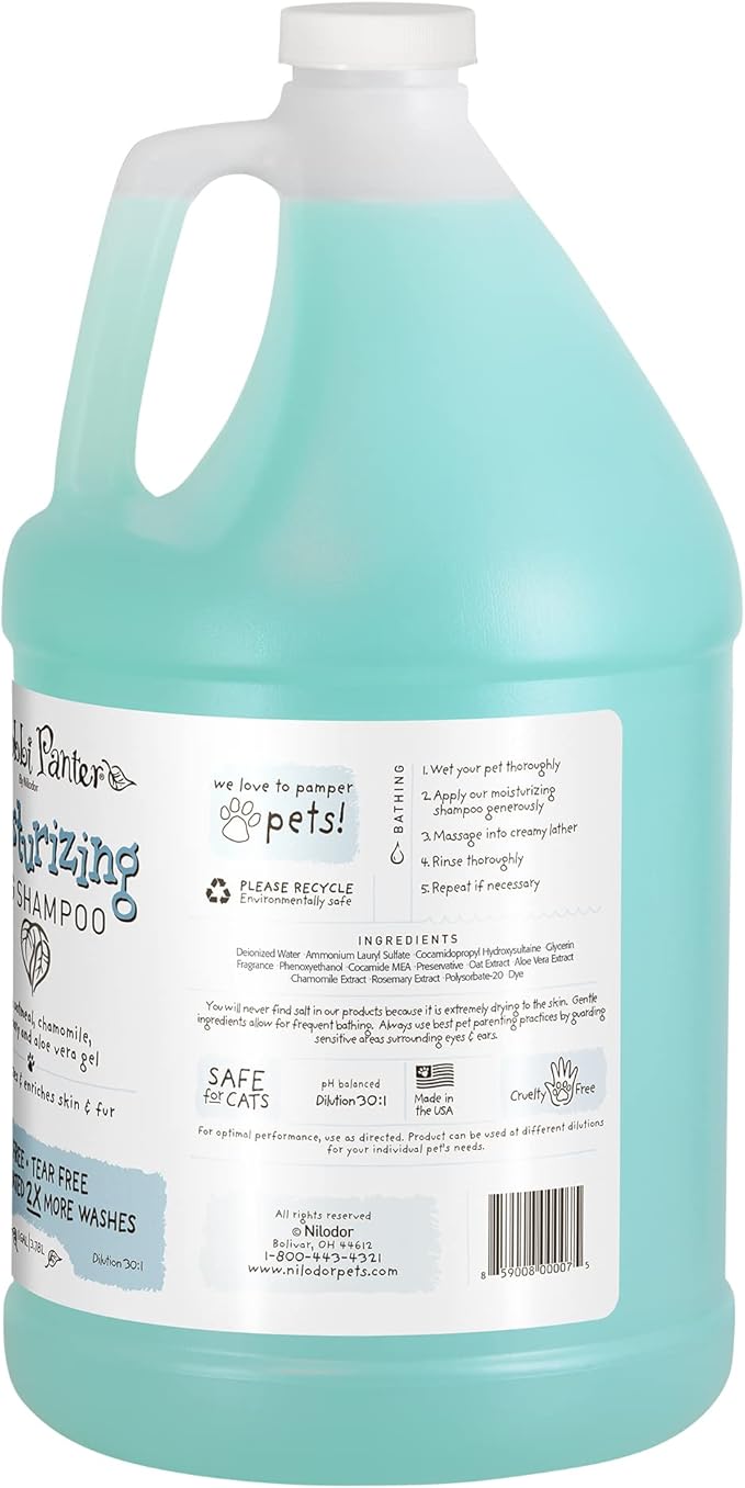 Bobbi Panter Oatmeal Dog Shampoo Aloe Vera, Chamomile & Rosemary – Moisturizing Natural Formula for Dry Skin, Tear-Free, 30:1 Concentrate, Made in USA, 1 Gallon