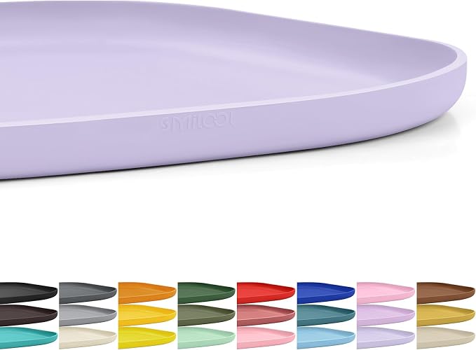 SMILOOL Waterproof Silicone Pet Food Mat with Raised Edge for Dog & Cat | 12" x 12" Non-Slip Small Pet Feeding Mats with Lip for Food & Water Bowl, Food Grade, Easy Cleaning, Light Purple