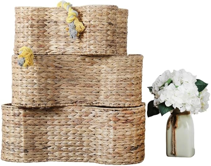 Loxley Toy Storage Bone Shaped Seagrass Pet Basket,Small 17.75-in Handwoven Storage Bin for Dog Toys & Accessories Durable Home Organizer Wipe Clean