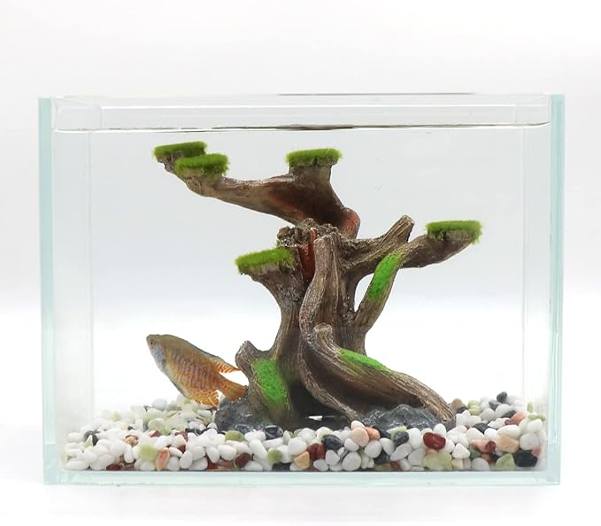 relaqcc Reptile Decor Aquarium Decorations Artificial Moss Resin Fish Tank Rocks Simulation Hollow Tree Leopard Gecko Trunk Accessories Aquarium View(Small)