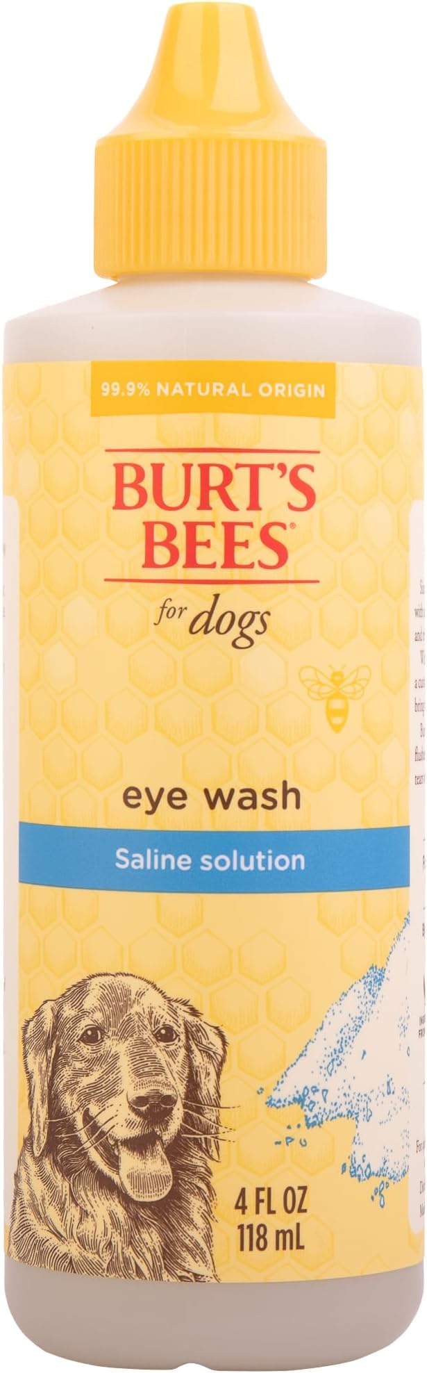 Burt's Bees for Pets Dog Eye Wash with Saline Solution, Gentle Eye Cleaner for Dogs and Puppies, Tear Stain and Debris Rinse for Sensitive Eyes, Natural Origin Formula, 4 Fl Oz - 24 Pack