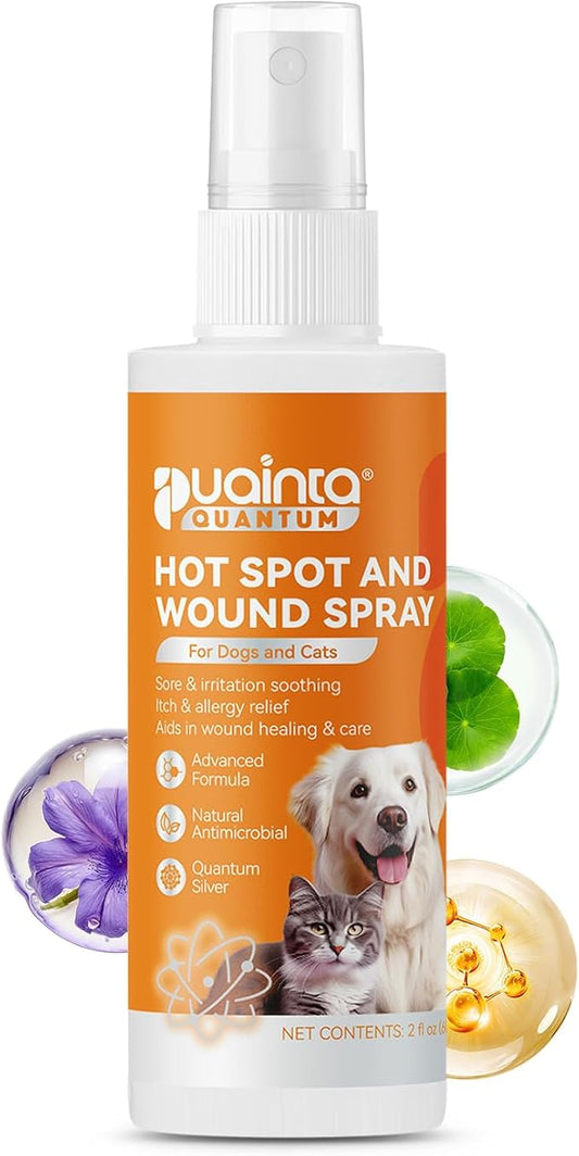 PUAINTA Hot Spot Spray for Dogs, Upgraded Quantum Silver Skin Spray for Dogs, Itch Relief and Hot Spot Treatment for Dogs, Supports Skin Infections and Irritations for All Animals, 2oz