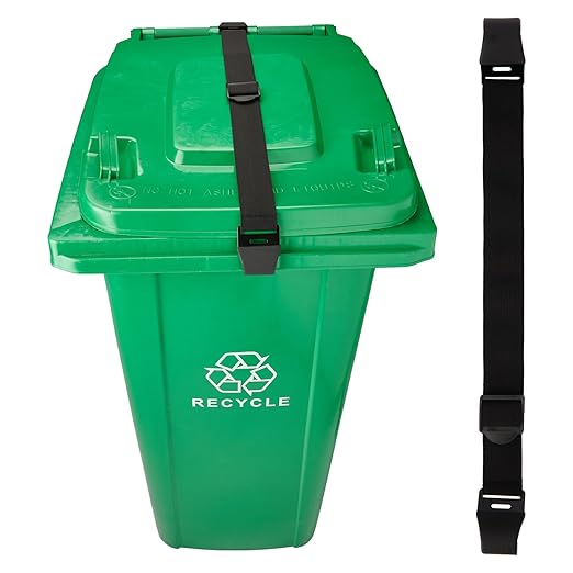 1PCS Bear Proof Trash Can Lock with Double Metal Claw - Heavy Duty Garbage Can Locks for Animals - Adjustable Strap Lid Lock for 32-96 Gallon Outdoor Cans - Secure Against Raccoons & Squirrels