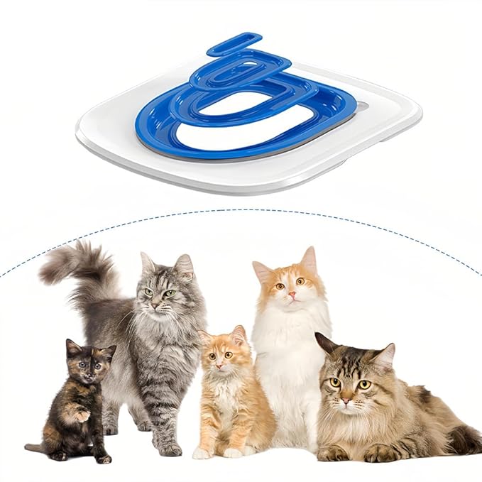 Cat Toilet Training Kit – Litter Box Alternative with Tray, Reusable Potty Seat Adapter for Cats & Kittens, Hygienic Flushable Urinal, Includes Step by Step Trainer Seat(Blue)