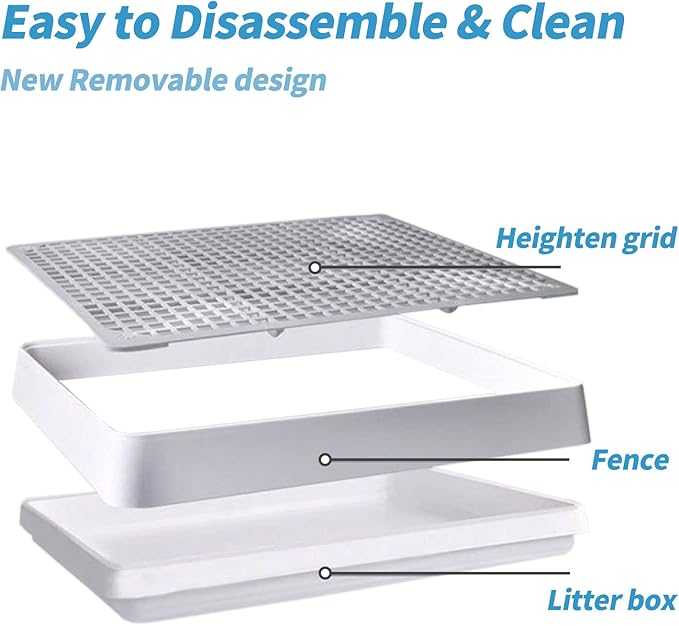 PODOO Rabbit Litter Box – Training Potty Tray for Guinea Pig & Small Pets · Spacious Grid Pan with Low Entrance, Easy-Clean & Odor-Resistant—Helps Keep a Clean Cage and Reduce Mess