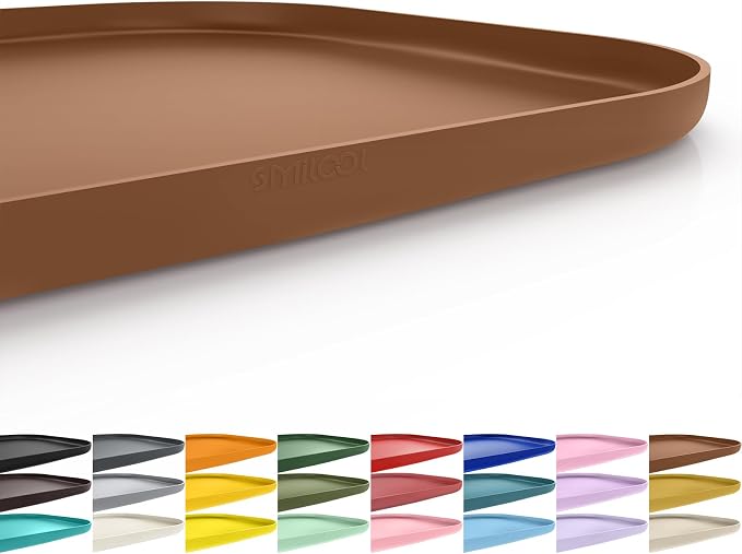 SMILOOL Waterproof Silicone Pet Food Mat with Raised Edge for Dog & Cat | 19" x 12" Non-Slip Pet Feeding Mats with Lip for Food & Water Bowl, Food Grade, Easy Cleaning, Brown
