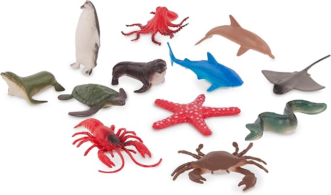 Terra by Battat – 60 Pieces Ocean Animal Figurines – Realistic Mini Sea Animal Toys – Sharks, Dolphins, Penguins, Turtles, Crabs & Starfish for Toddlers & 3+ Years