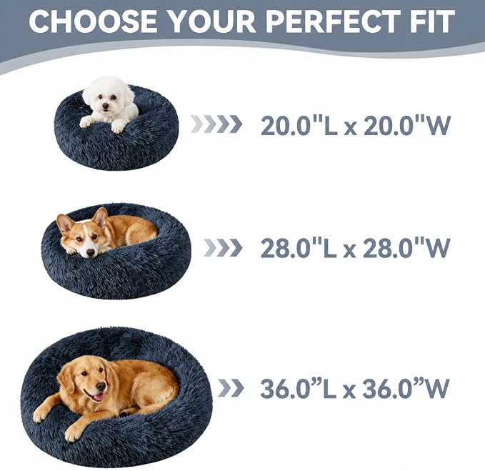 Cat Beds for Indoor Cats, Washable 20" Donut Pet Bed for Small Dogs | Fluffy pet bed with cozy plush comfort and supportive raised sides, perfect for lounging, napping and relaxing indoors.