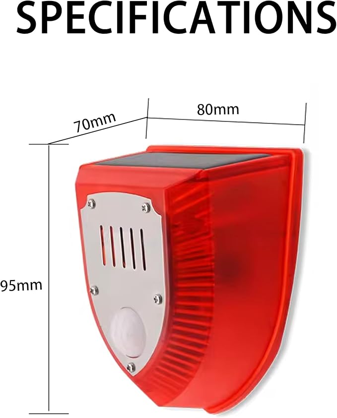 Solar Outdoor Motion Sensor Alarm - Dog Barking&Gunshot Sound 129db, Light Strobe Light Warning Lamp with USB, Motion Detector Noise Maker Warning Lamp for Home, Villa, Farm, Barn, Yard (2 Pack)