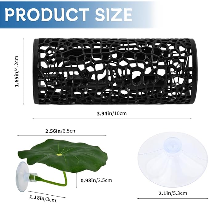 Betta Fish Toy, Betta Fish Tunnel Hammock, Safe Aquarium Decor for Smallfish Shrimp, Bettas Tank Accessories with Suction Cup & Simulated Lotus Leaves Perfect for Hideout/Play Area