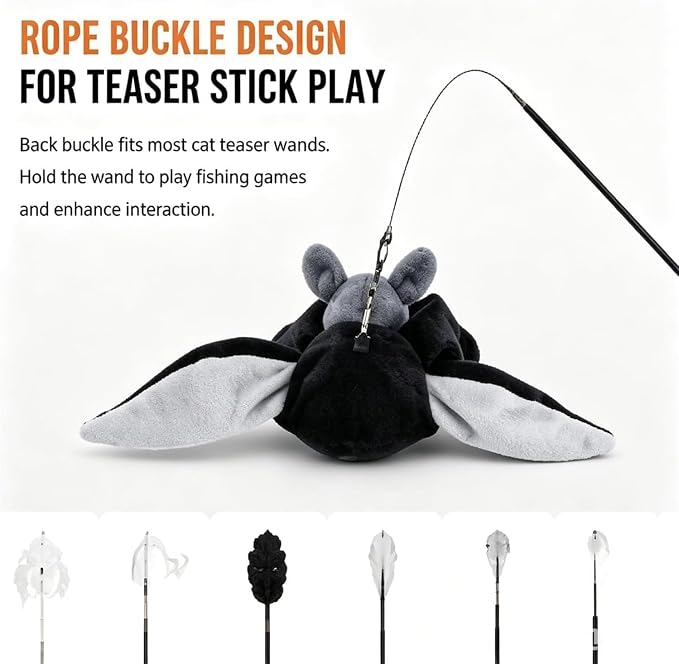 Flying Bat Dog Toy, 2026 New Flying Bat Toy for Dogs, Flapping Wings Interactive Pet Toy with Chirping Engages Cats and Dogs, Detachable USB Rechargeable, Hanging and Ground Play ，Owl：2PCS
