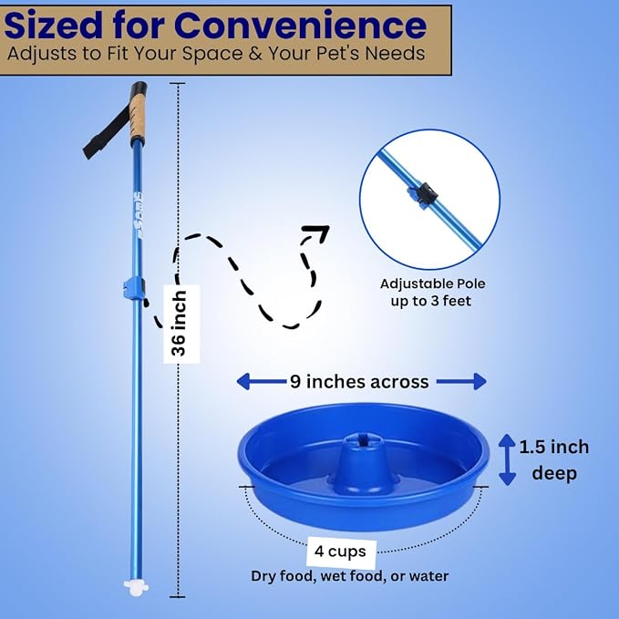 UpBowl™ No Bend Pet Bowl Kit – Pole & 2 Bowls | Easy Lift, Fill & Place Dog or Cat Bowls Without Bending