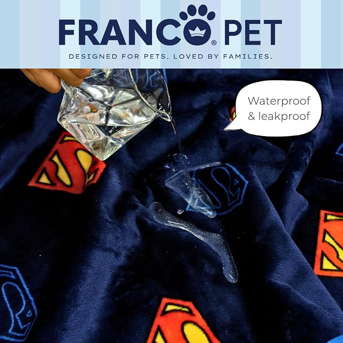 Superman DC Comics Waterproof Dog Bed Cover, Large 30x40 Pet Blanket for Furniture Bed Couch Sofa, (Officially Licensed) by Franco