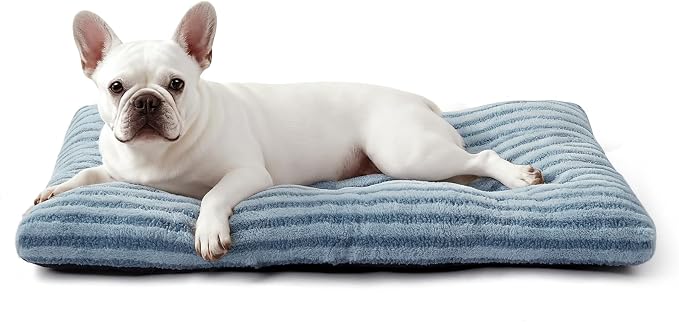 FURTIME Washable Small Dog Bed, Deluxe Dog Crate Beds | Comfy Fluffy Kennel Pad Anti-Slip Pet Sleeping Mat for Puppy/Cat, Machine Washable Dogs Pillow, 23"x18"x3", Blue