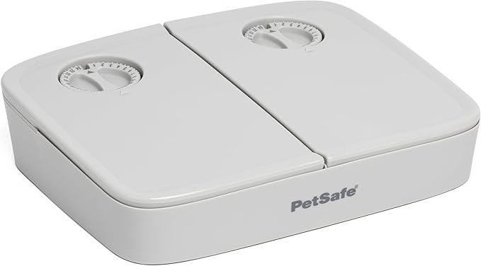 PetSafe Analog 2 Meal Programmable Pet Feeder, Automatic Dog and Cat Feeder - Dry or Semi-Moist Pet Food Dispenser, Slow Feed Portion Control (3 Cup/16 Ounce Total Capacity), Tamper-Resistant Design