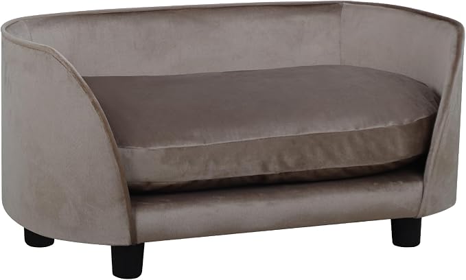 Pet Sofa Bed,Cat Sofa Couch,Small Dog Beds,Pet Sofa Couch, Cat Beds,Wooden Frame and Velvet Fabric and Washable Cushion, Comfy Dog Couch for for Small Dogs &Cats&Puppy (Brown)