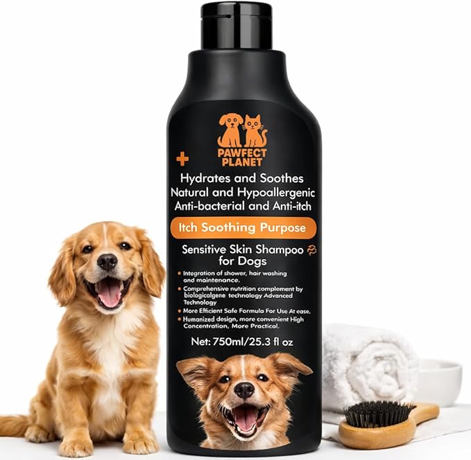 Dog Shampoo for Itchy Skin Relief - Natural Anti Itch Formula with Aloe Vera & Tea Tree Oil 750ml - Hypoallergenic Shampoo for Dogs Allergies Hot Spots Sensitive Skin - pH Balanced Pet Wash All Breeds