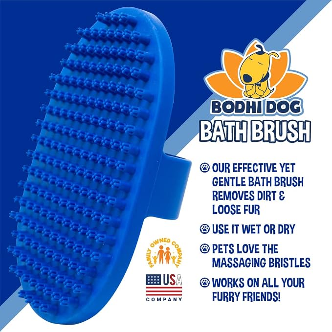 Bodhi Dog Grooming Bundle - Oatmeal Shampoo & Conditioner with Bath Brush for Shower, Showerhead, Sprayer & Bathing - Gentle Care for Long, Short & Curly Hair