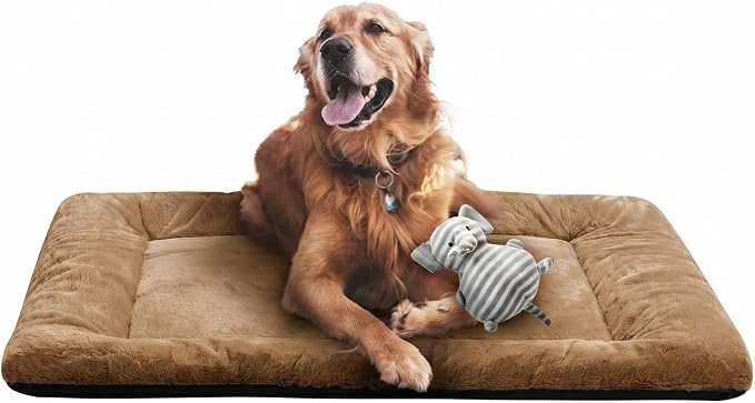 Dog Crate Pad Washable Dog Bed for Crate Large Cozy Mat 42-Inch Camel | Ultra Soft Kennel Pad,Anti-Slip Bottom,Fits for Most Metal Crates,Comfortable Sleeping Pet Mat