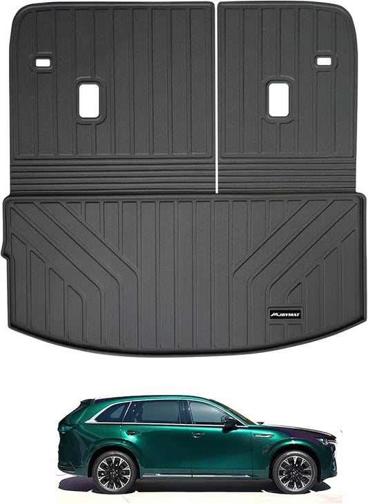 Large Cargo Liners for 2024 2025 2026 Mazda CX90 CX-90 7/8 Seats (Not for 6 Seats) (40/60 Split Folded),TPE All Weather Protection Car Trunk Mat Covering The Backrest Mat Accessories