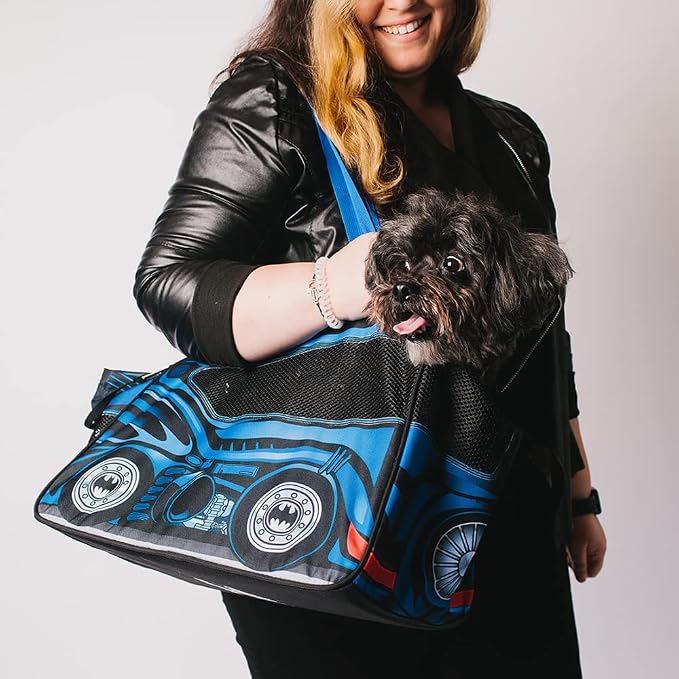 Buckle-Down DC Comics Batman Bag, Pet Carrier, Bat Mobile Car, Polyester Canvas, (IPC-BMIS) 17.5" L x 11.0" W x 12.0" H