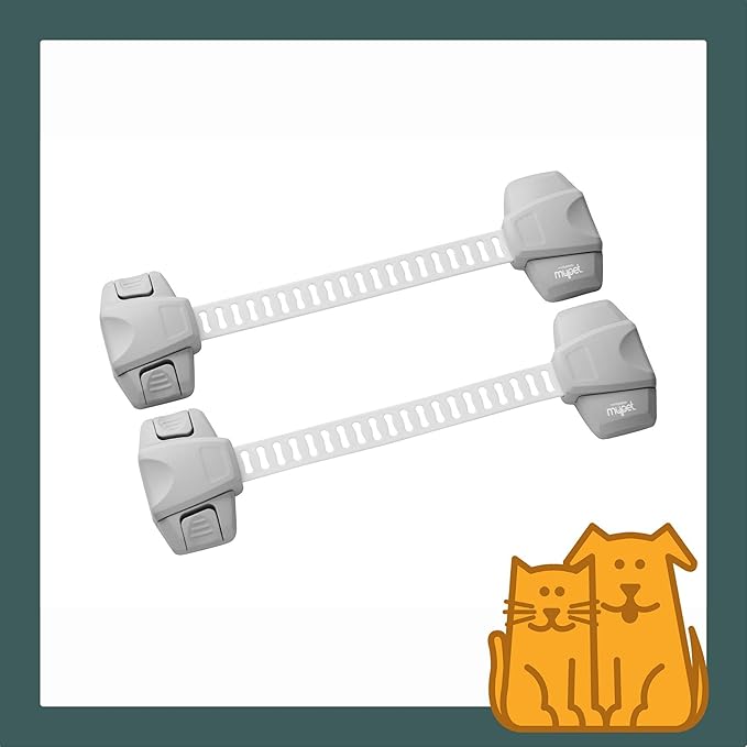 MYPET North States Safety Paws Mischief Minder Strap Locks | Works on Garbage cans, cabinets, and More (2-Pack, Gray)