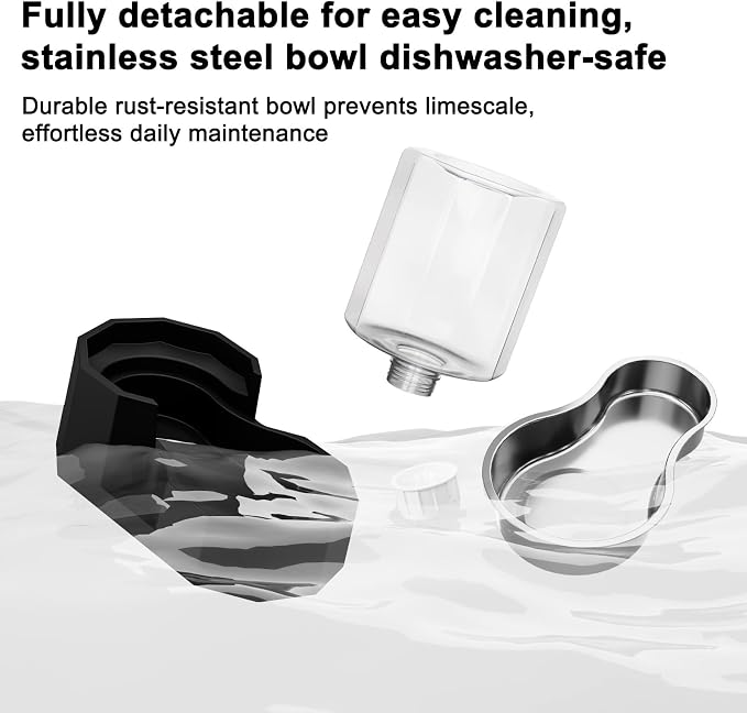 Sfozstra 5L Cat Gravity Water Bowl Dispenser: Stainless Steel Bowl | No Power Needed / No Filter Required / Spill Proof Design / Easy Cleaning / Cats & Small Dogs / Home Crate Area & Travel