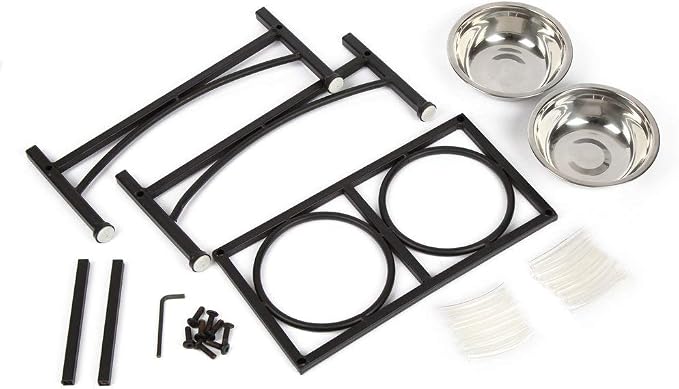 Elevated Dog Bowls Raised Pet Feeder Cat Food Water Diner Stand Set | W/ 2 Removable Stainless Steel Bowls for Medium-Sized Dogs 10.62" in Height Protect Your Pets' Spine
