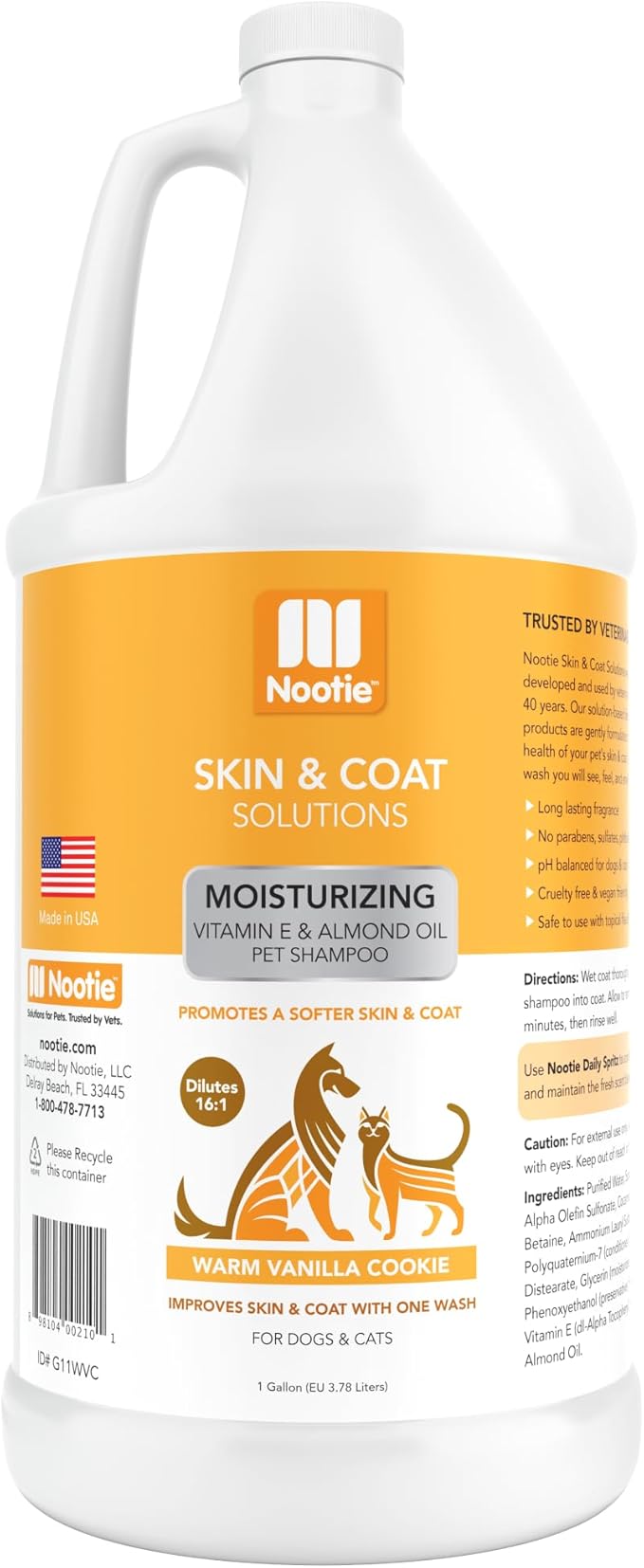 Nootie Moisturizing Warm Vanilla Cookie Pet Shampoo - 1 Gallon Size (G11WVC)