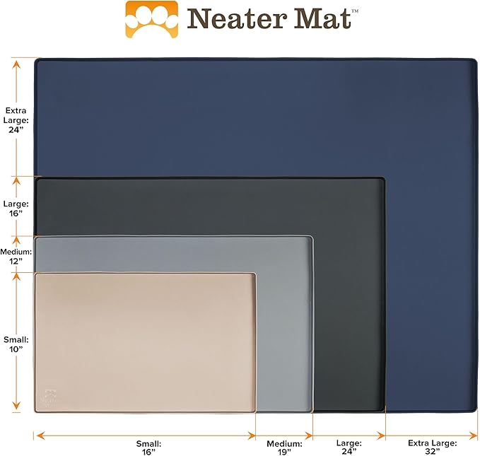 Neater Pet Brands Neater Mat Pet Mats for Food and Water, Cat & Dog Bowl Mat Waterproof Silicone, Feeding Tray, Dog Food Mats for Floors, Placemat w/Raised Edge for Under Bowls, 32" x 24", Olive