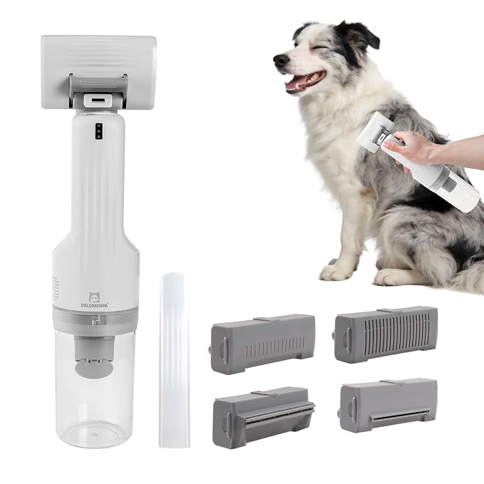 Pet Brush With Vacuum | 5-in-1 Hair Shedding & Vacuum Tool Kits | DELOMENPA Pet Brush With Vacuum | 5-in-1 Hair Shedding & Vacuum Tool Kit