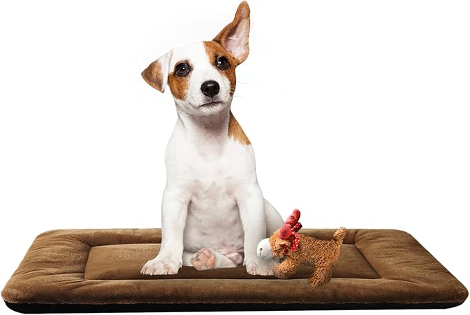VERZEY Dog Crate Pad Washable Dog Bed for Crate Medium Mat 30-Inch Brown | Ultra Soft Kennel Pad,Anti-Slip Bottom,Fits for Most Metal Crates,Comfortable Sleeping Pet Mat