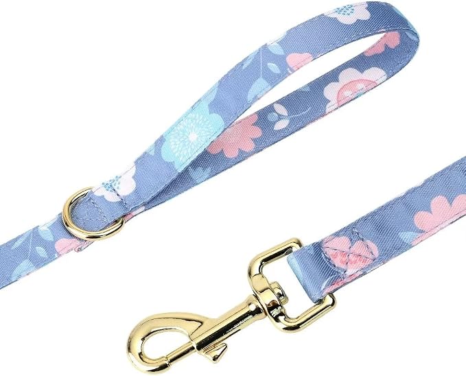 Beirui Cute Dog Collars,Harnesses,Leashes Set, Floral Pattern, Purple,S | Girl Dog Harness Set with Flower, Adjustable and Soft Mesh Lining, For Small Dogs Daily Walks