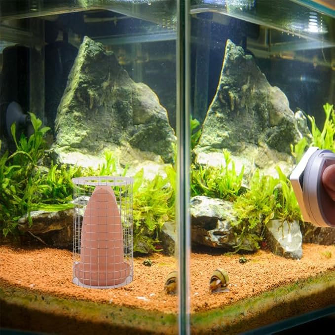 UPKOCH Ceramic Spawning Cone with Isolation Cage for Discus Angelfish, Aquarium Breeding Cave Bucket for Fish Egg Hatching Care