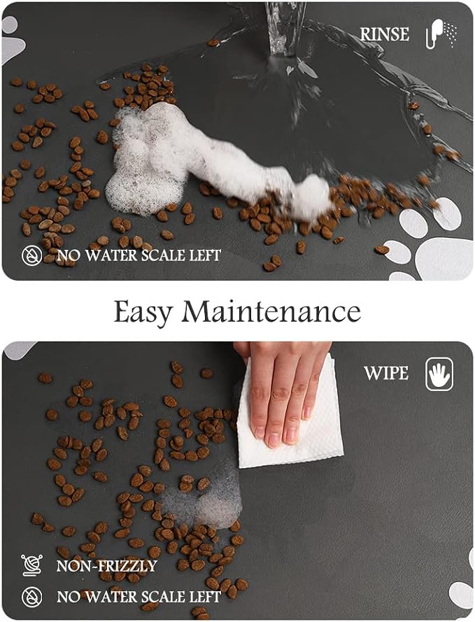 PADOOR Pet Feeding Mat-Absorbent Dog Mat for Food and Water Bowl-No Stains Quick Dry Water Dispenser Mat-Dog Accessories Pet Supplies-Bowl for Messy Drinkers（Darkgrey,17"x28"）