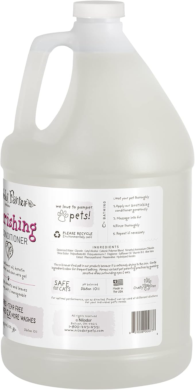 Bobbi Panter Nourishing Dog Conditioner Safflower Oil, Keratin, Shea Butter & Aloe Vera – Detangling Natural Formula for Soft, Smooth & Manageable Coat, 10:1 Concentrate, 1 Gallon (Case of 4)