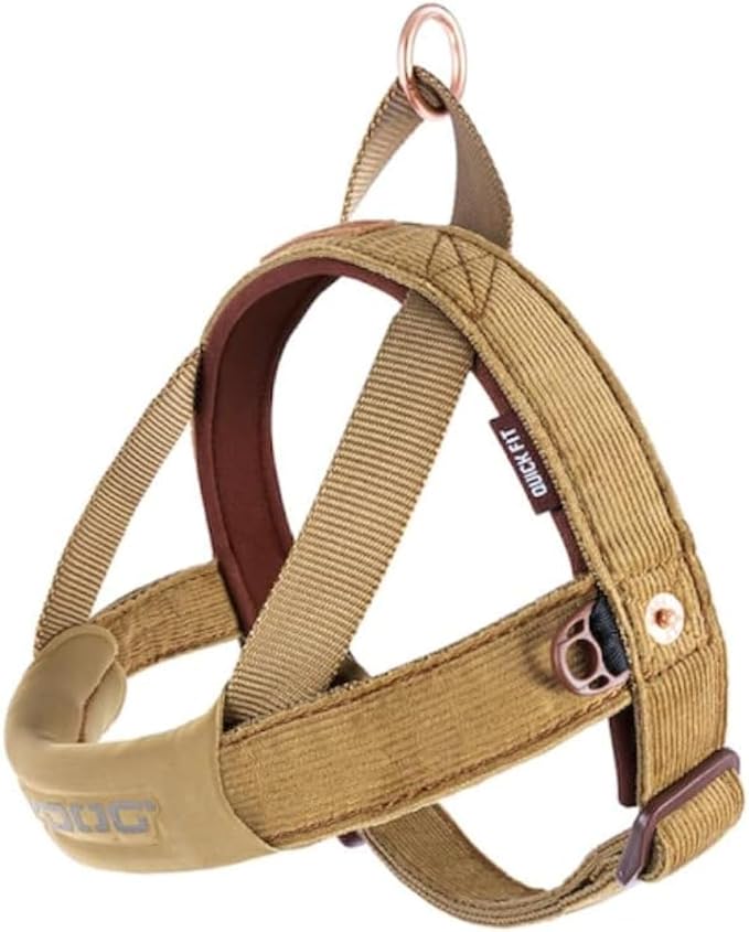 EzyDog Quick Fit Dog Harness, Soft Neoprene Padding - Medium, Corduroy | Fast One-Click Buckle, Adjustable Fit, Strong Reinforced Materials, Reflective Stitching, No Pull Dog Harness, Easy Walking