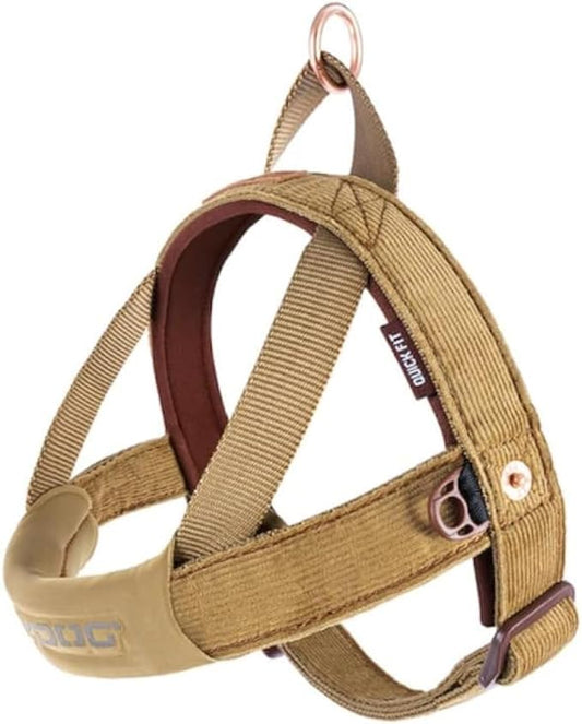 EzyDog Quick Fit Dog Harness, Soft Neoprene Padding - Small, Corduroy | Fast One-Click Buckle, Adjustable Fit, Strong Reinforced Materials, Reflective Stitching, No Pull Dog Harness, Easy Walking