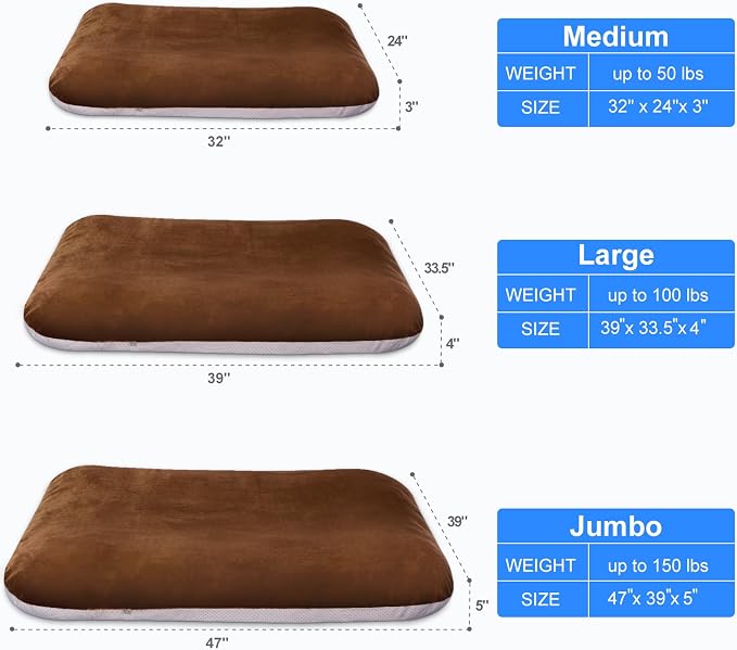 Magic Dog Super Soft Extra Large Dog Bed, 47 Inches Orthopedic Foam Dog Beds for XL Dogs, Jumbo Pet Bed with Anti Slip Bottom, Dog Sleeping Mattress with Removable and Washable Cover, Dark Brown