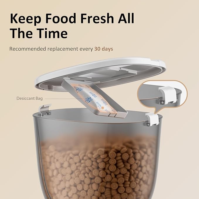 Automatic Cat Feeder with WiFi, App Control Automatic Pet Feeder, 5L Cat Food Dispenser Remote Feeding,10 Meals Programmable 1-15 Portion Control with Stainless Steel, Auto Dog Feeders Dry Food Only