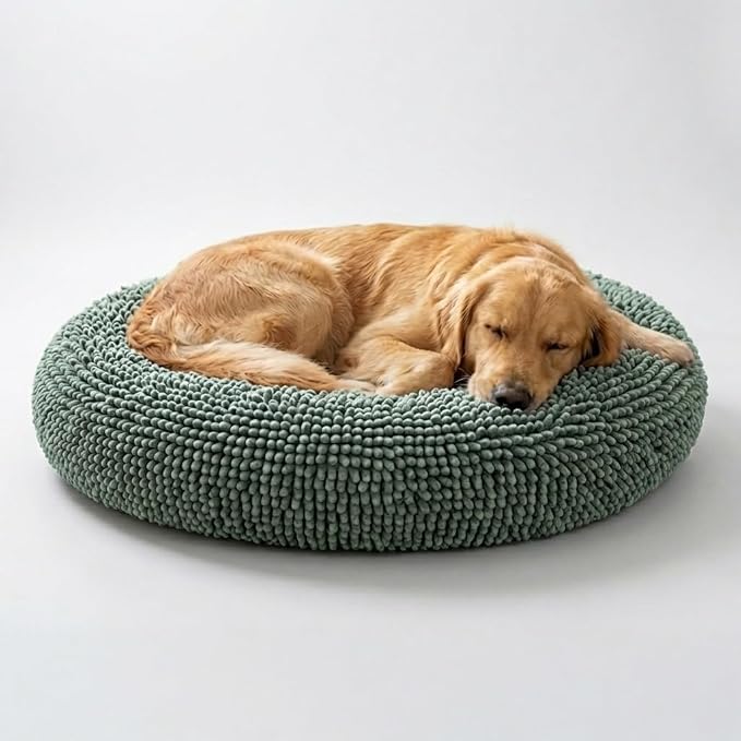 Muddy Mat® Cloud K-9 Bed for Dogs & Cats, Soft & Relaxing Donut Dog Bed, Chenille Material, Removable Cover, Washable & Dryer Safe–Seafoam Green Large(40'x40')