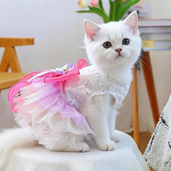 ANIAC Fancy Small Dog Dress, Bow Knot Girl Puppy Clothes, Cat Princess Dress, Spring Dog Clothes Female, Formal Pet Pary Outfit for Wedding Birthday Valentines (Red Bow, Large)