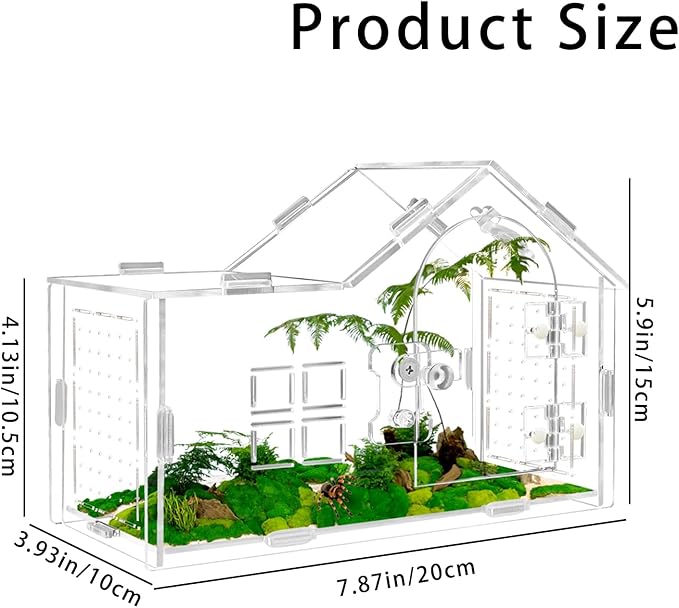 Jumping Spider Enclosure, Acrylic Habitat with Secure Feeding Port & Ventilation - Ideal Treehouse for Arboreal Spiders, Easy-Clean Terrarium for Pet Tarantulas, Mantises, and Small Invertebrates (1)