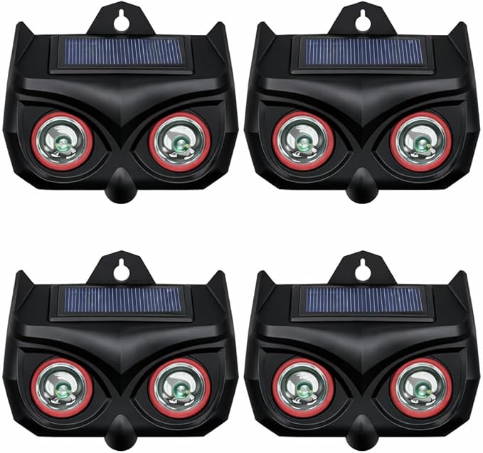 4 Pack Solar Nocturnal Animal Repeller, Deer Squirrel Repellent Outdoor Devices with Red Lights, Waterproof Wild Nocturnal Animals, Skunk Repellent for Yard, Cat, Wolf, Coyote, Fox, Raccoon Deterrent